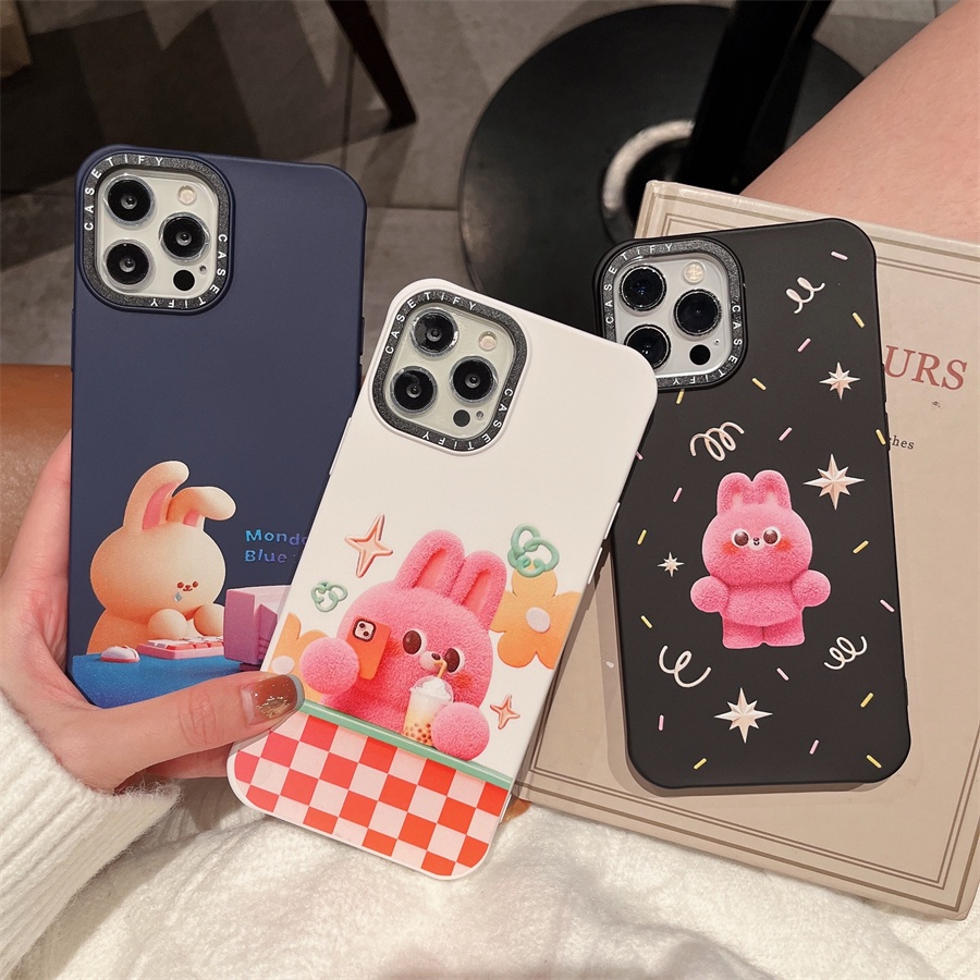 Casetif Cho iPhone 14 Pro Max Ốp Lưng Silicon Mềm Lỏng Cho iPhone 12 11 Pro Max Selfie Keep It Cute Bunny Case Cho iPhone 13 Pro Max 7 8 Plus XS Max XR Ốp Chống Sốc