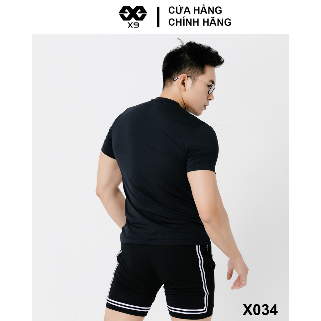 Áo Thun Trơn Nam Cổ Tròn Không Logo Body Tập Gym Thể Thao Chạy Bộ Cotton Thun Lạnh Giữ Nhiệt - X9 Sportswear - X034