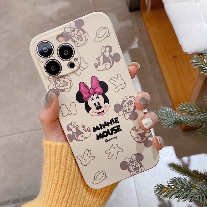 Ốp Điện Thoại Silicon Chống Sốc In Hoạt Hình Minnie Mickey Cho iPhone 14 Pro Max 13 12 Mini 11 XS XR X 8 7 Plus 6S 6 SE