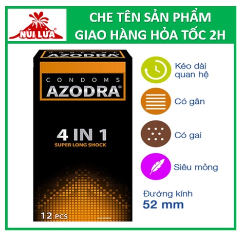 Bao cao su AZODRA 4in1, GÂN GAI, KÉO DÀI THỜI GIAN, Hộp 12 cái