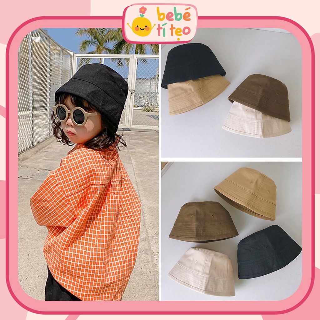 Mũ Nón Bucket Trơn Kaki Phong Cách Hàn Quốc Cho Bé Trai, Bé Gái Bebé Tí Tẹo NON003