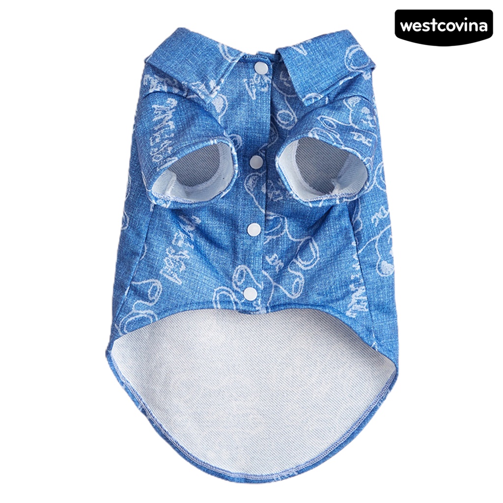 [COD]♘Áo Denim Không Phai In Hình Gấu Dễ Thương Cho Thú Cưng