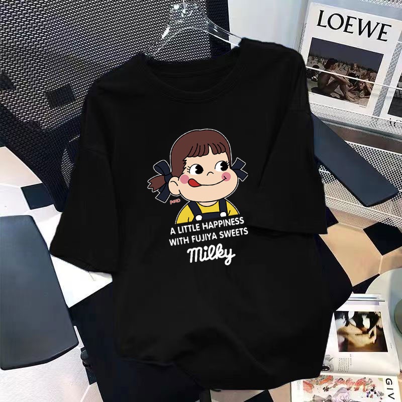 Áo thun FASHMILY 100% cotton tay ngắn cổ tròn dáng rộng phong cách thời trang Hàn Quốc hàng mới 2023