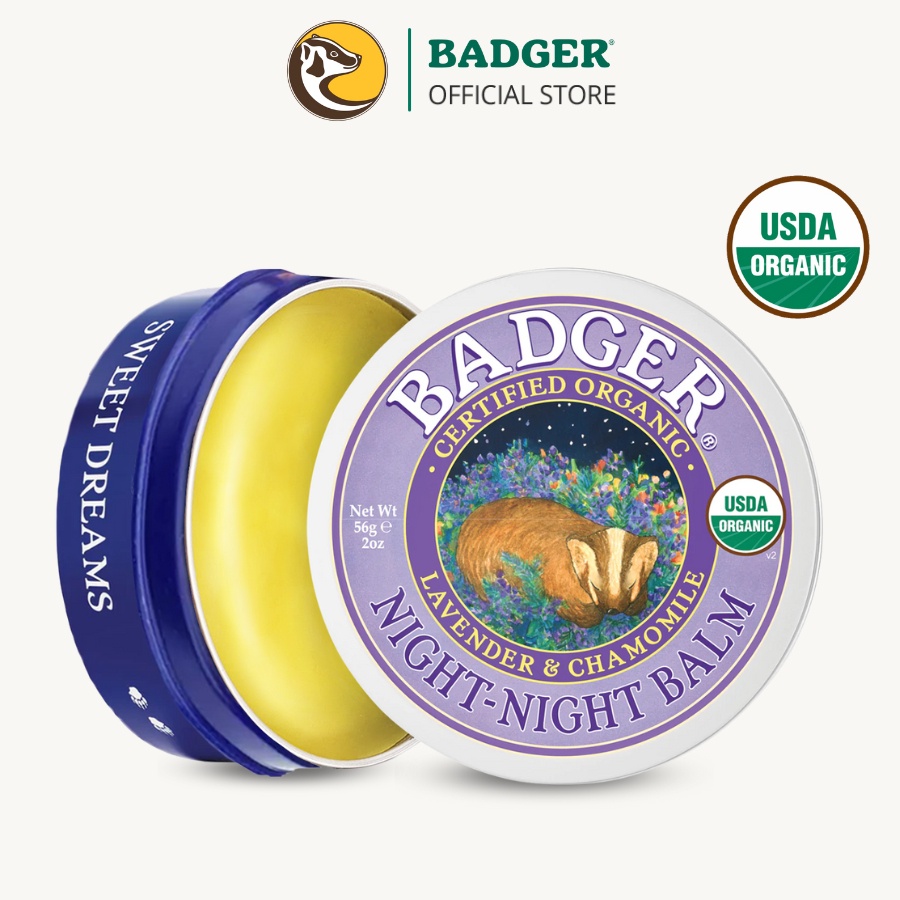 Sáp dầu hữu cơ ngủ ngon BADGER Night Night organic balm giúp dễ ngủ an