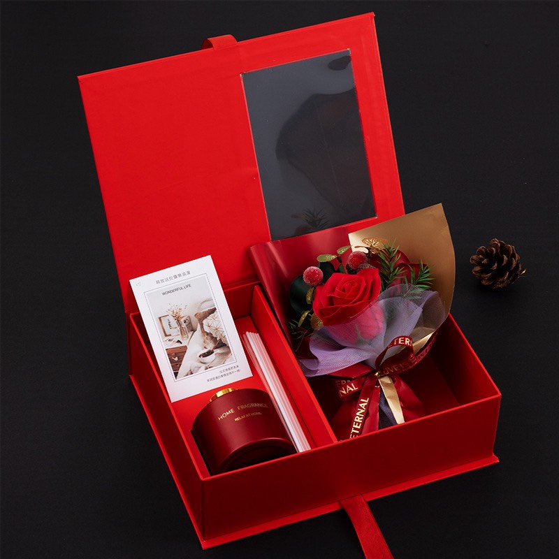 Set hộp quà tặng tinh dầu thơm và bó hoa mini bộ quà tặng giáng sinh noel sinh nhật valentine