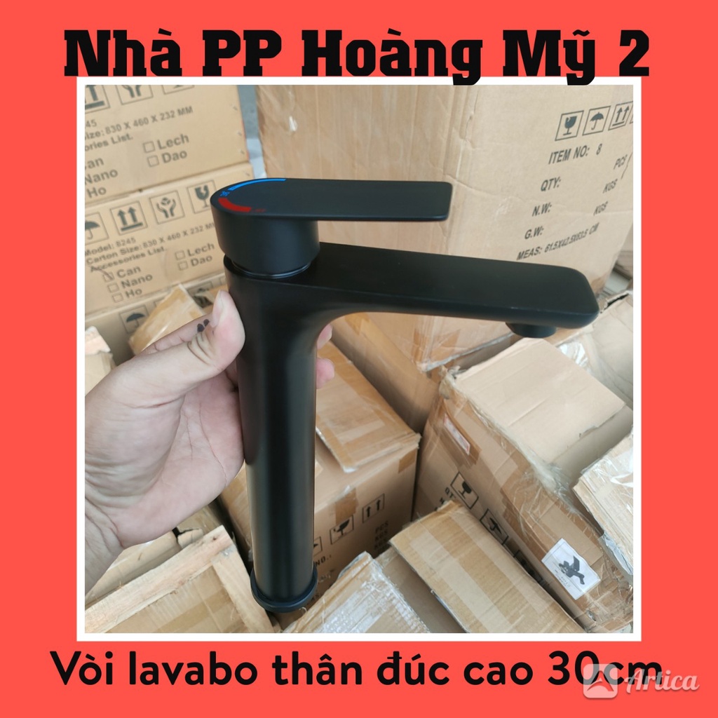 Vòi Lavabo vòi rửa mặt Nóng Lạnh inox 304 Đúc nguyên khối Cao 30cm mỏ dài
