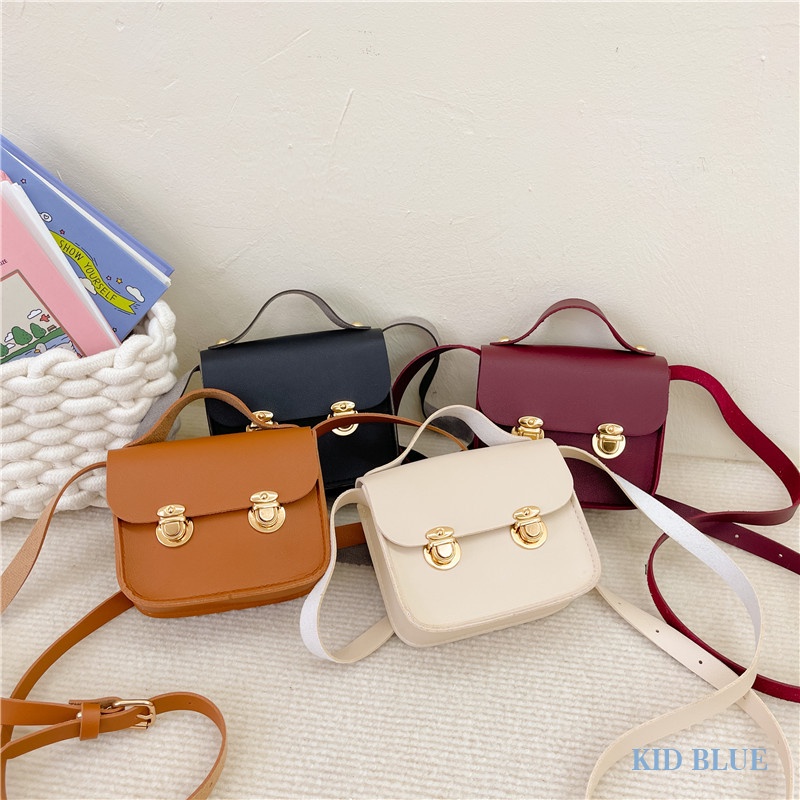 Túi Đeo Chéo Một Bên Vai Hình Vuông Nhỏ Thời Trang Hàn Quốc Cổ Điển Dành Cho Bé Gái
