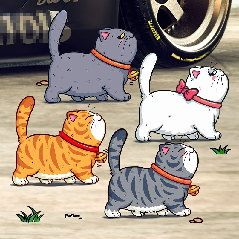 Miếng Dán Trang Trí Xe Hơi Hình Mèo Hoạt Hình Bằng PVC