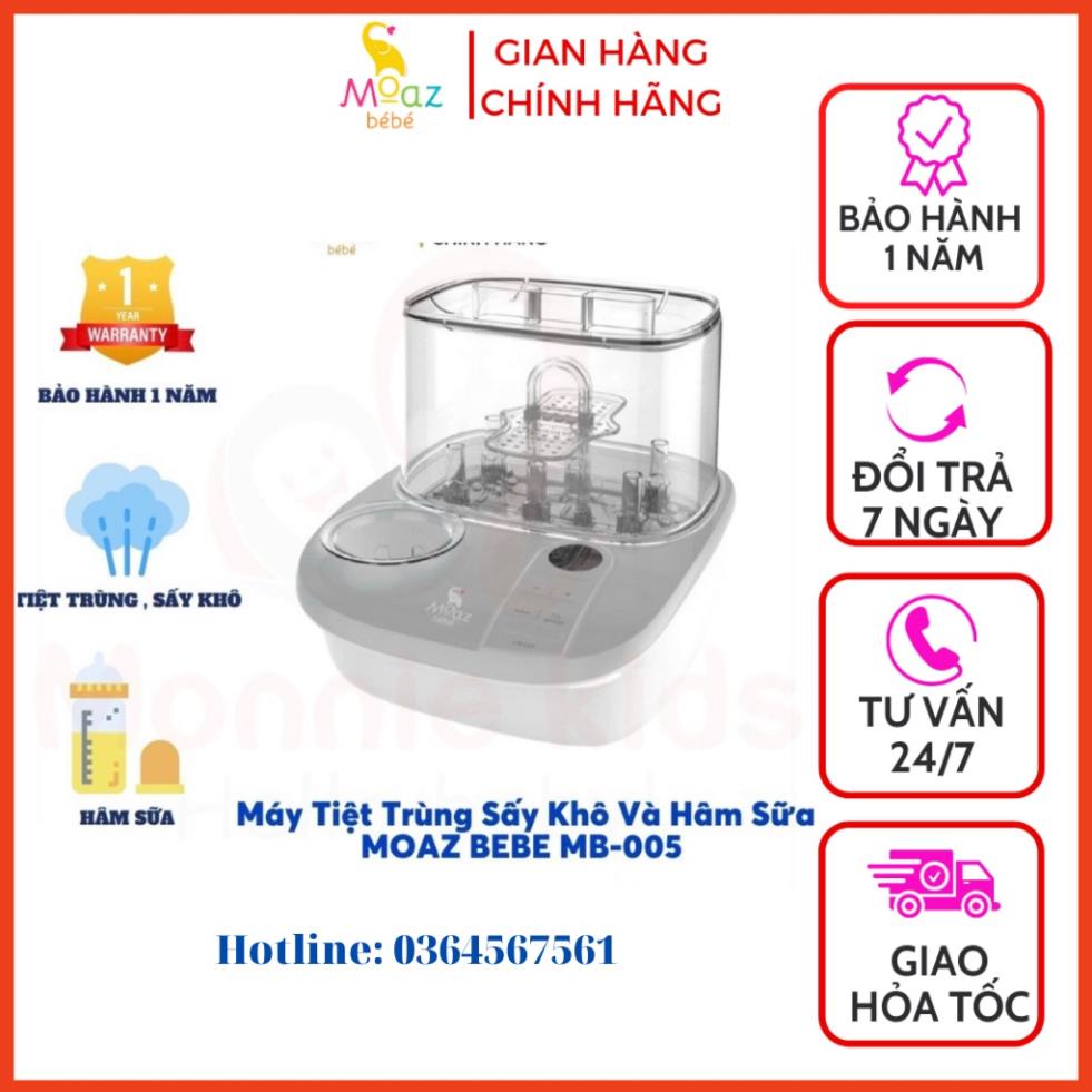 Máy hâm sữa tiệt trùng sấy khô 3 in 1 khoang chức năng riêng biệt moaz bebe MB005