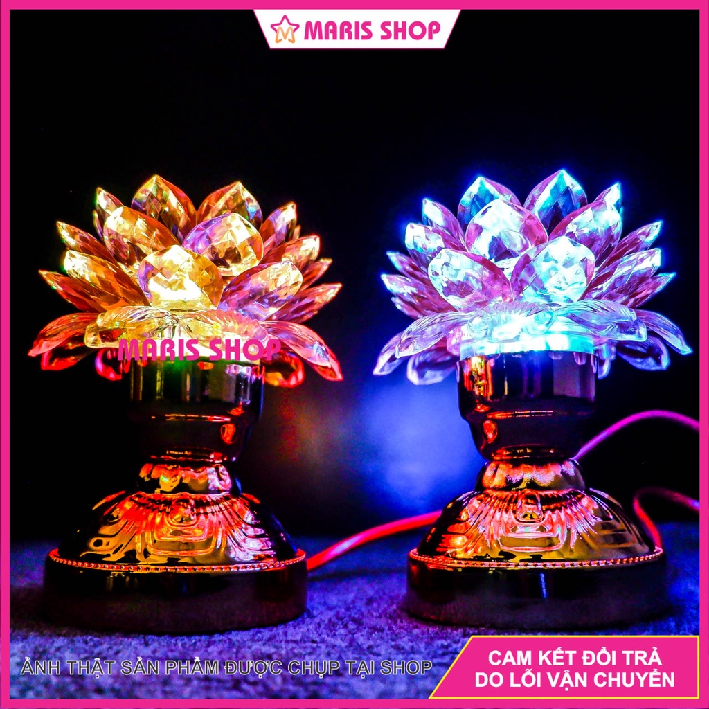 Đèn thờ cúng hoa sen có đèn LED đổi màu , đèn để bàn thờ, đèn hoa sen, đèn bàn thờ Phật [MR-SE1]