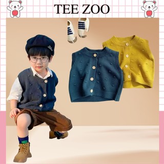 Áo khoác gi lê cho bé trai bé gái Teezoo họa tiết bi nổi mùa thu đông cho bé phong cách vintage QA65