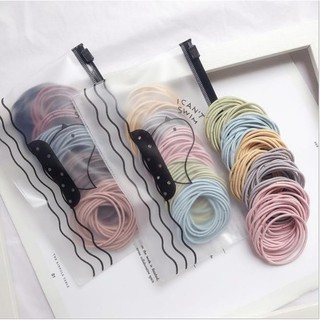 Set 100 sợi thun cột tóc kèm túi zip cho mẹ và bé