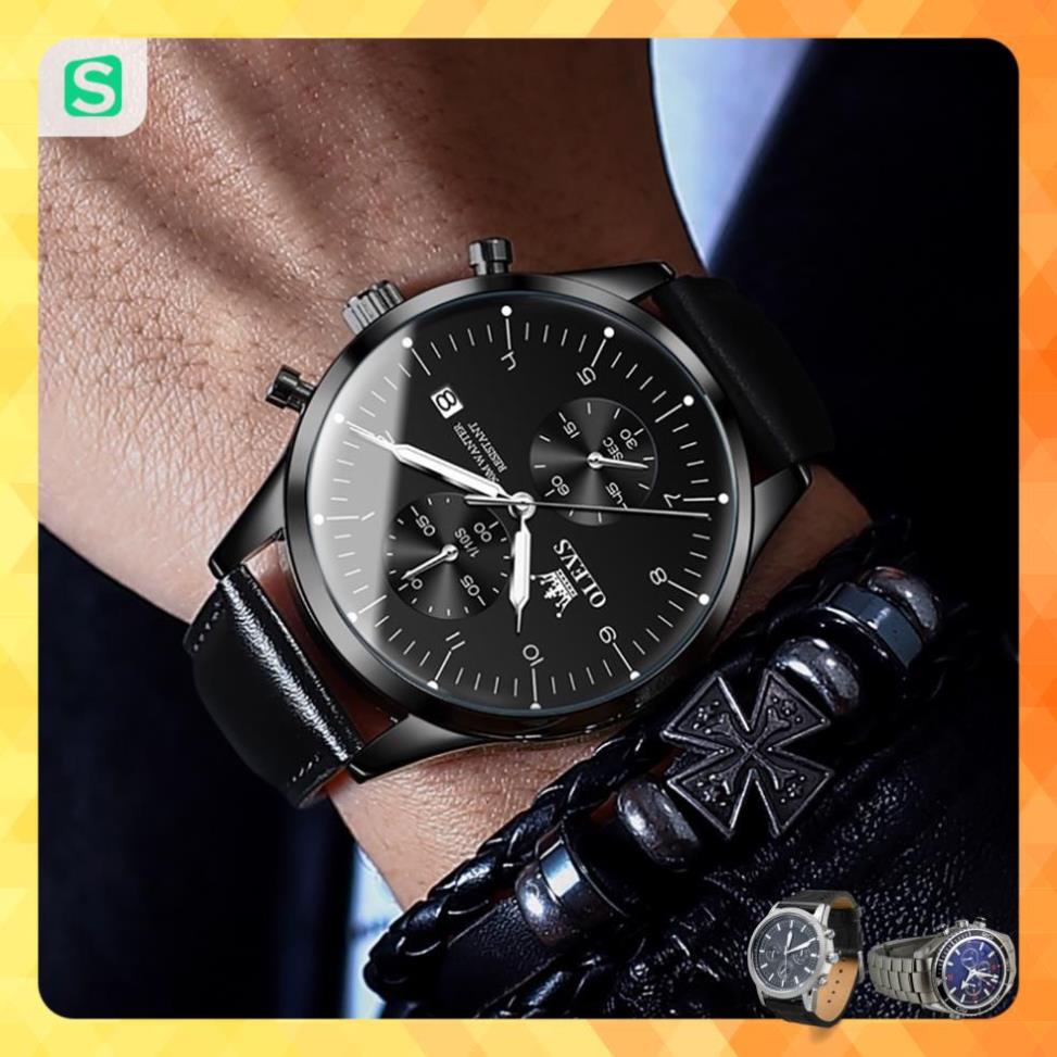 OLEVS 2880 Đồng hồ nam chính hãng Dây da có chức năng Lịch chống vô nước phát sáng Mặt số