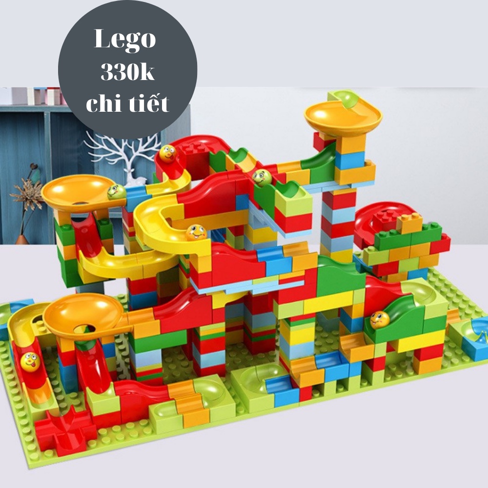 Đồ chơi cho bé lắp ráp xếp hình lego lắp ghép mô hình thả bóng lăn cầu trượt 336 chi tiết