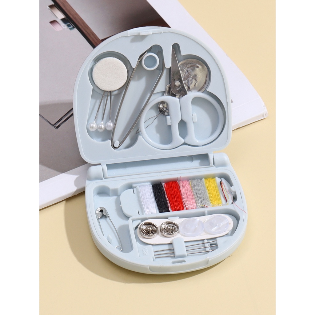 1 bộ nút pin đóng hộp hộp may gia đình xách tay du lịch mini may bộ kéo tay áo hộp chỉ