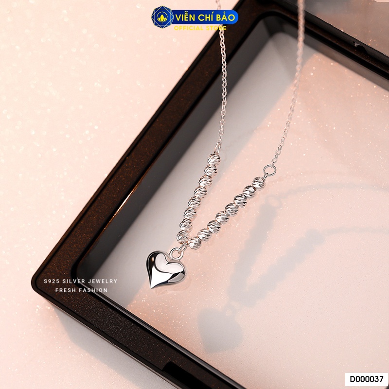 Dây chuyền bạc nữ trái  tim bi phay chất liệu bạc 925 thời trang phụ kiện trang sức Viễn Chí Bảo D000037