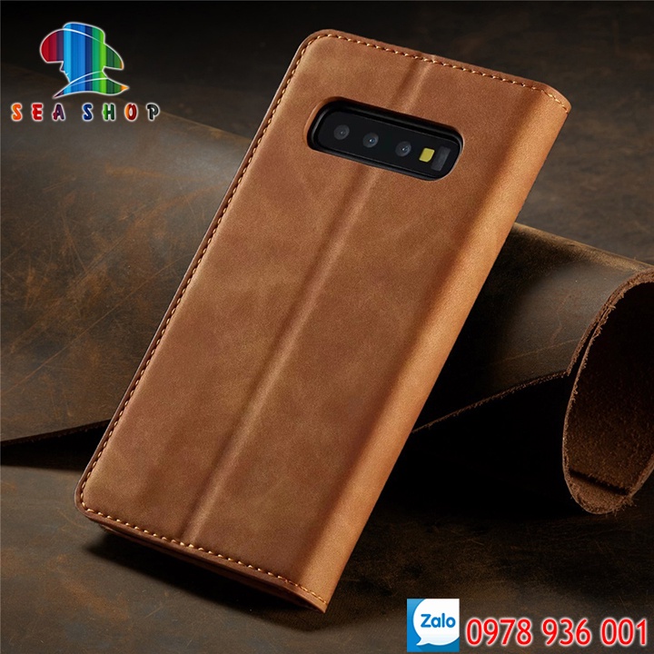 Bao da Samsung S10 và S10 Plus Cao cấp - Thiết kế dạng ví sang trọng -Phong cách Da lộn - Có ngăn cài thẻ - tiên mặt