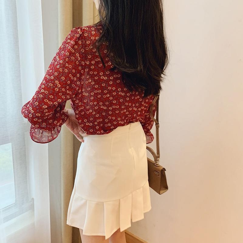 Áo Sơ Mi Nữ Tay Dài Họa Tiết Hoa Thời Trang Hàn Quốc