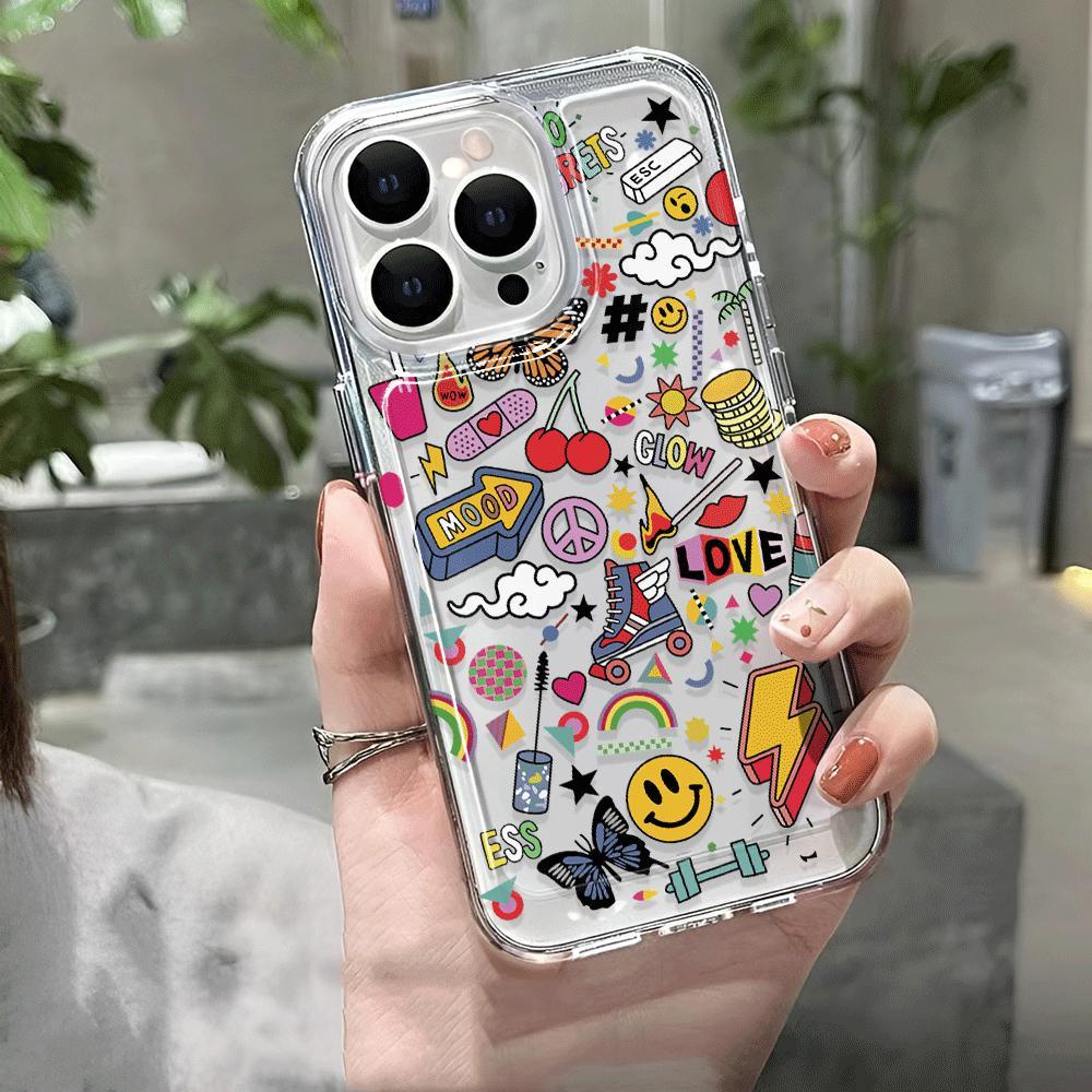 Ốp Điện Thoại Trong Suốt In Nhãn Dán Thời Trang Cho iphone 14promax 11 13 12 7Plus 7 X XS Max