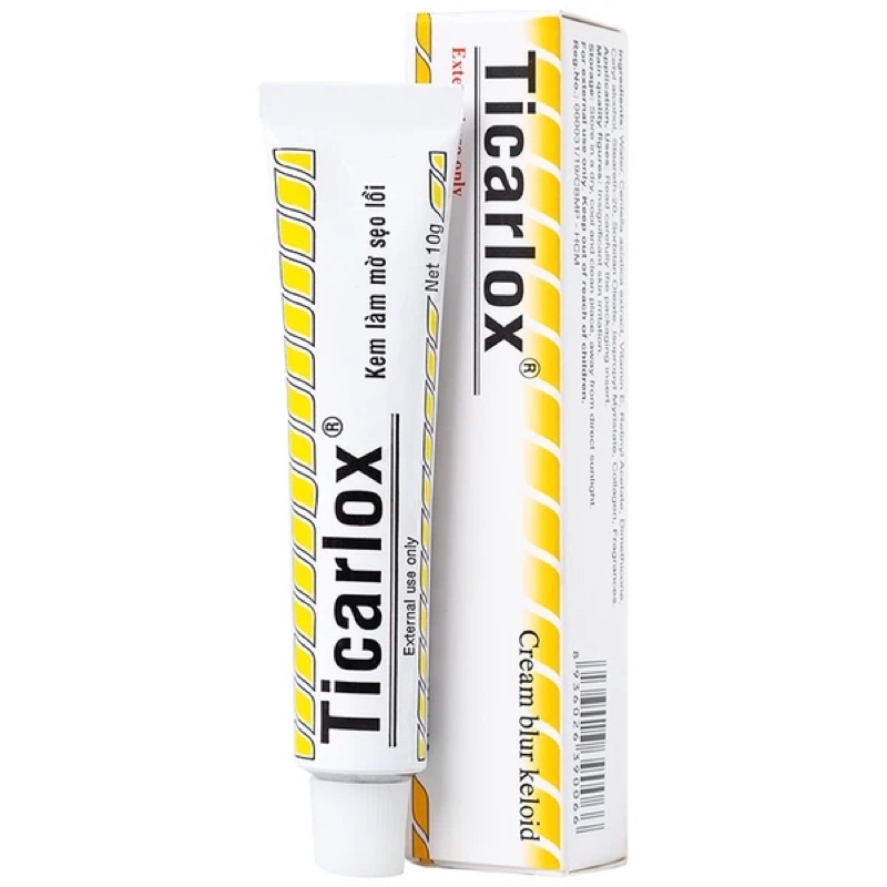 Kem mờ sẹo lồi Ticarlox 10g -  Làm mờ dần vết sẹo và thâm trên da