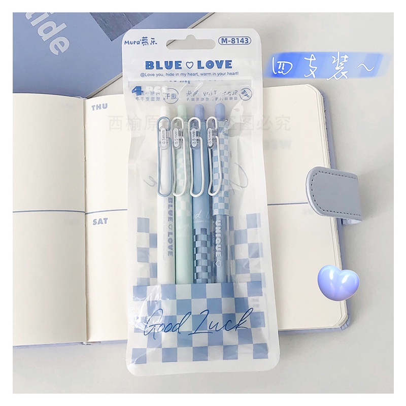 Bút gel MURA-8143 Blue Love mực đen ngòi 0.5mm