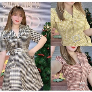 D098 - ĐẦM DỰ TIỆC,ĐI CHƠI, ĐẦM CỔ VEST CÔNG SỞ THIẾT KẾ XINH XẮN