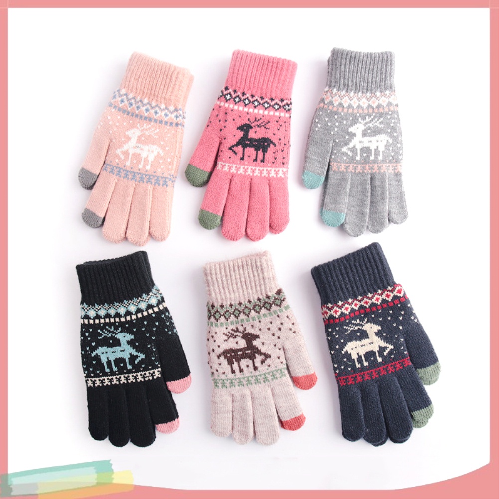 Găng Tay Len Giữ Ấm Họa Tiết Giáng Sinh Xinh Xắn