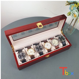Hộp đựng đồng hồ bằng gỗ cao cấp H1913, hộp đựng 6 ngăn đồng hồ