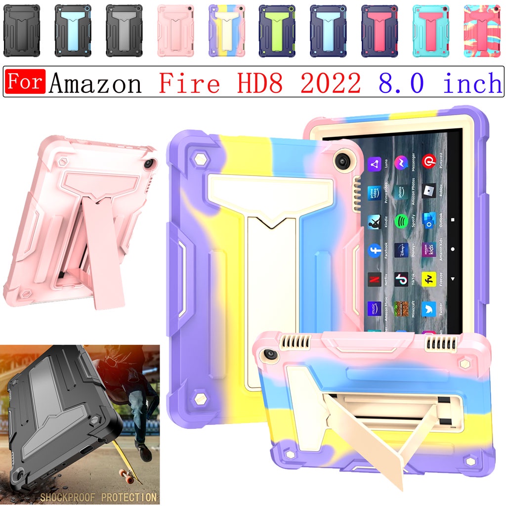 Ốp Máy Tính Bảng Bằng PC Cứng + Giá Đỡ Bằng Silicon Chống Va Đập Cho Amazon Kindle Fire HD8 2022 8.0 inch