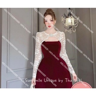 [Hàng Có Sẵn] Bigsize Đầm Nhung Ren Tay Dài (Từ 55kg đến 90kg)