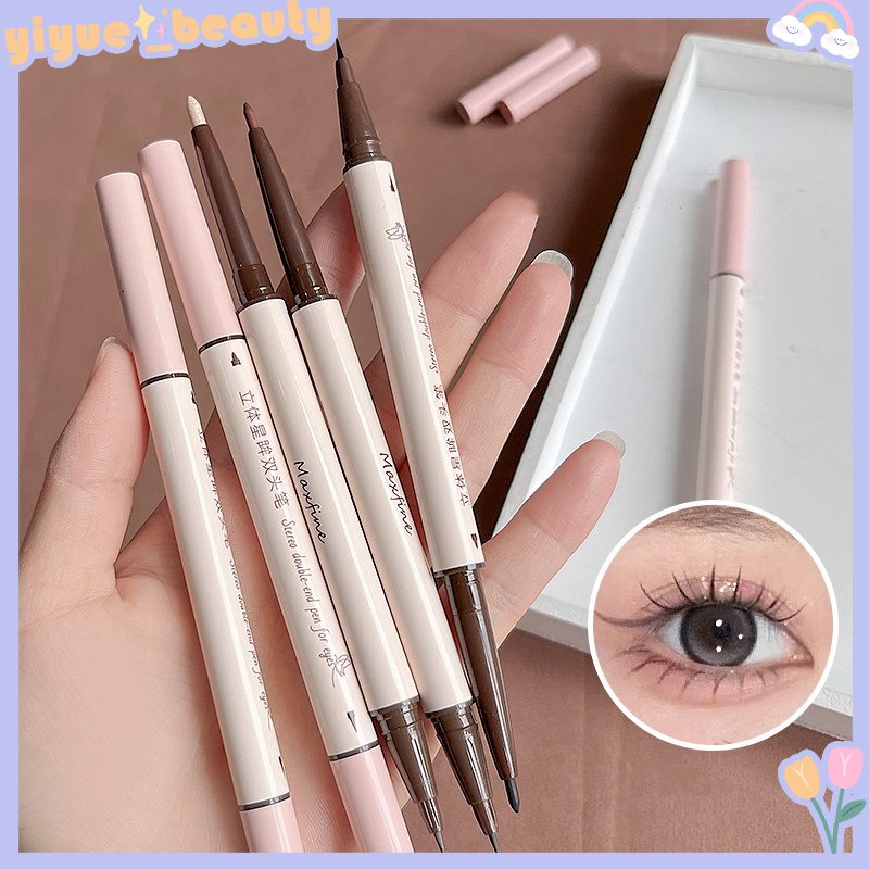 Bút Kẻ Mắt Dạng Lỏng 2 Trong 1 Màu Nâu Siêu Mỏng Mượt Mà Sắc Tố Cao