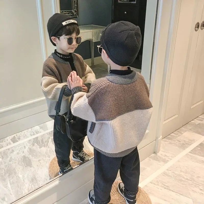 Áo Khoác Cardigan Dệt Kim Phong Cách Hàn Quốc Thời Trang Xuân Thu 2023 Mới Cho Bé Trai