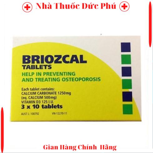 Briozcal hộp 30 viên nhập khẩu chính hãng từ ÚC giúp bổ sung canxi, vitamin D3 cho mọi đối tượng b .