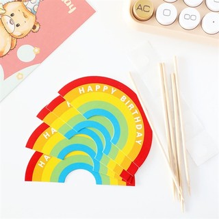 Set 5 que cắm hpbd cầu vồng giấy