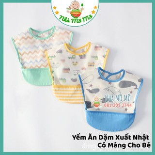 Yếm ăn dặm xuất nhật không tay có máng cho bé đủ mẫu - nhà mỡ mỡ