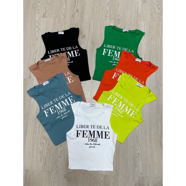 áo ba lỗ body in chữ dáng croptop