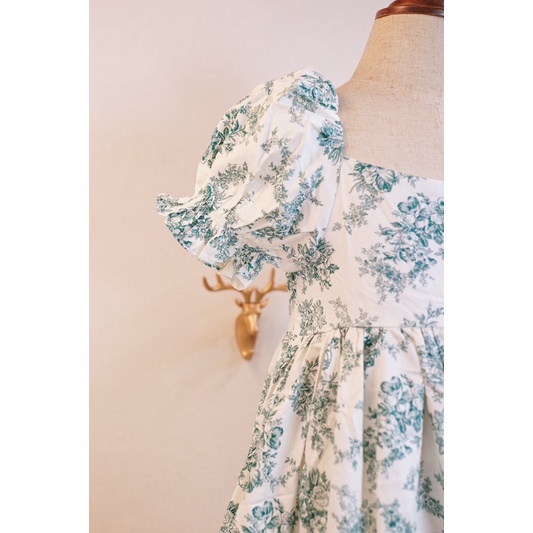 Váy bé gái Janie and Jack - FLORAL TOILE PUFF SLEEVE DRESS