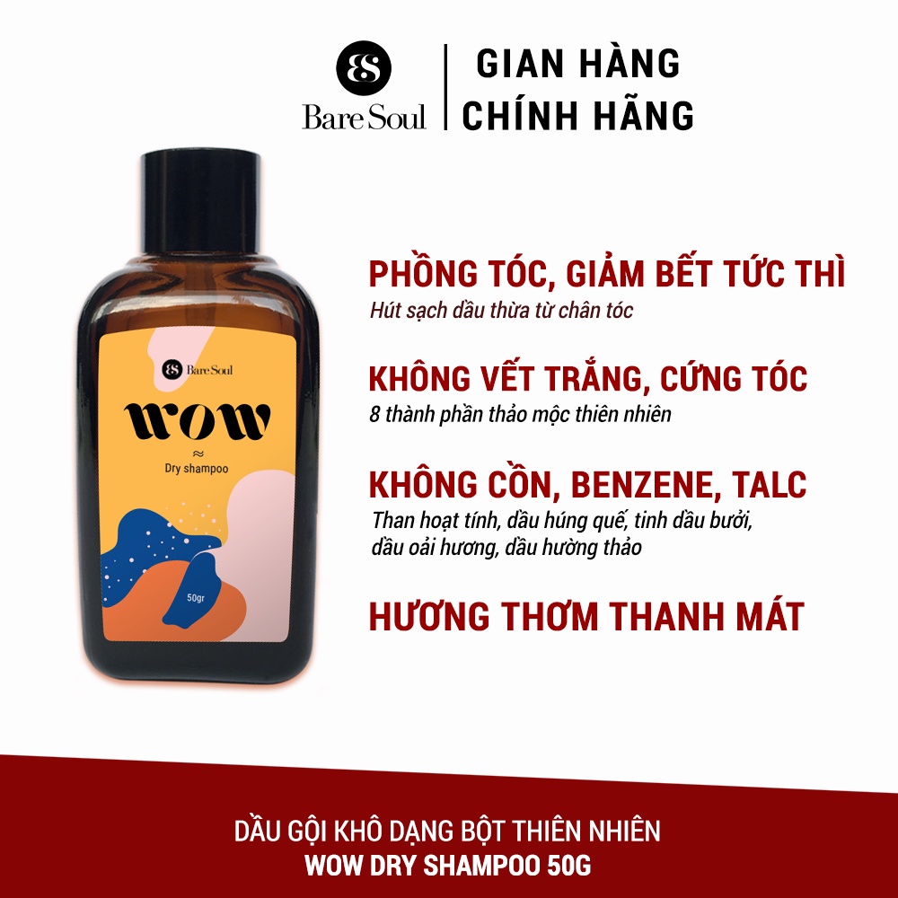 Combo tóc bồng bềnh, môi căng mọng BareSoul Wow Dry Shampoo 50g + Son tẩy tế bào chết môi Sweet Talker 20g