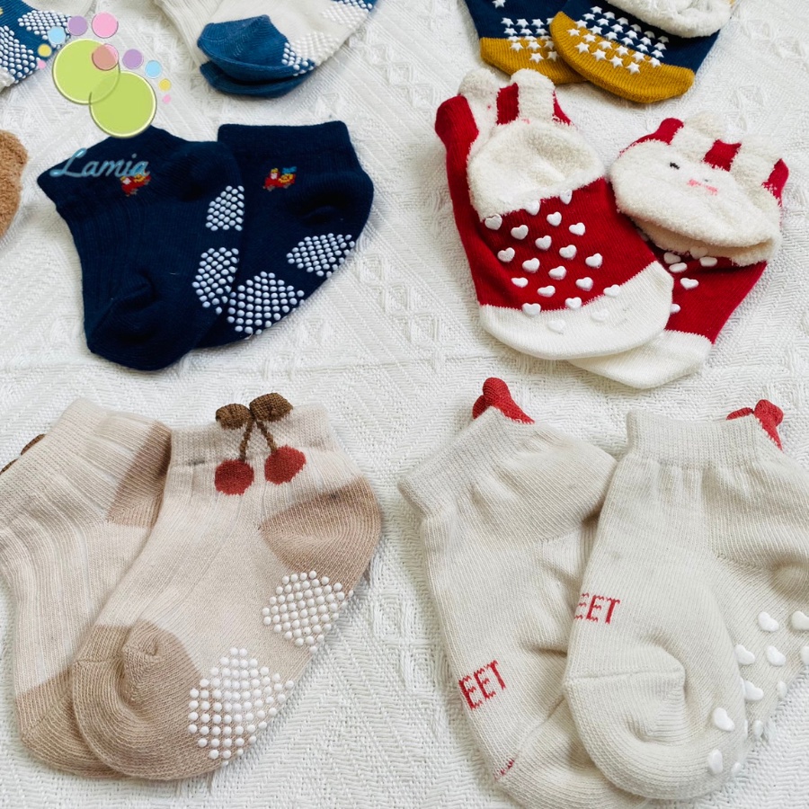 Set 2 Đôi Vớ Len Xuất Nhật Tất Chống Trượt Cho Bé Trai Bé Gái 0-5 Tuổi 𝐓𝐗𝐍