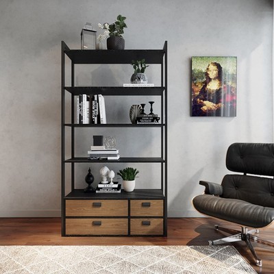 HENRY, Kệ trưng bày 4 tầng 4 ngăn kéo SHE_137, 100x35x185cm, Scandi Home