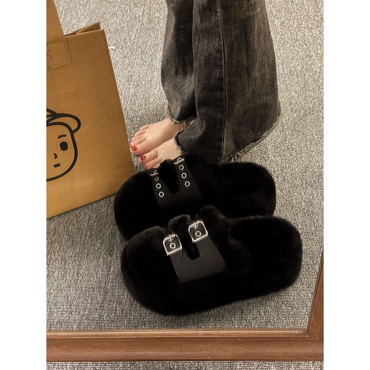 Dép lê nữ mùa thu đông mẫu mới đế dày giữ ấm