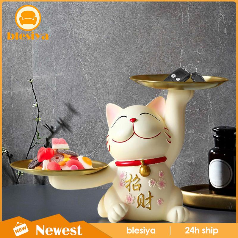[Blesiya] Khay Đựng Tượng Mèo May Mắn Đa Năng Trang Trí Phòng Ăn