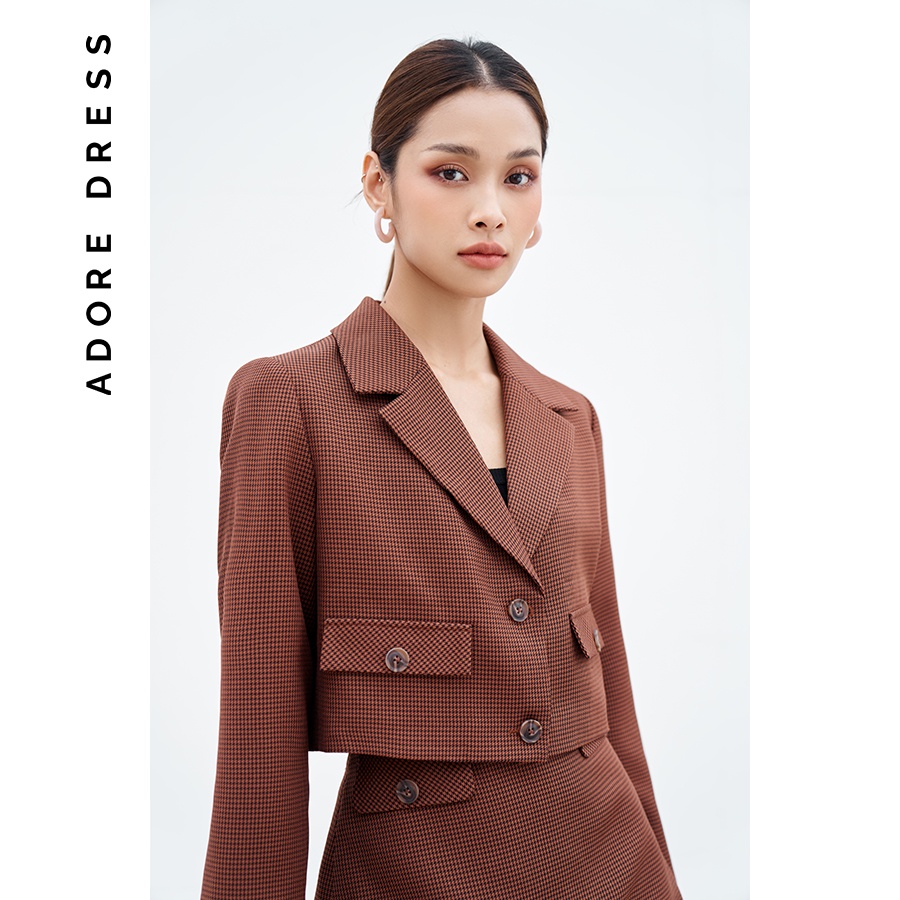 Áo khoác blazer crop 2 khuy ziczac cam đen 2BL3019 ADORE DRESS