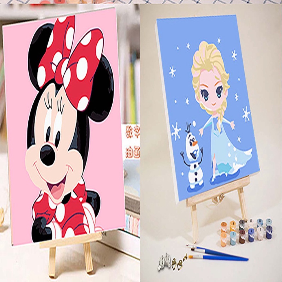 Tranh Tô Màu Nước Theo Số Hóa 20x20cm Hoạt Hình Phong Cảnh Anime Cặp Đôi  Mini