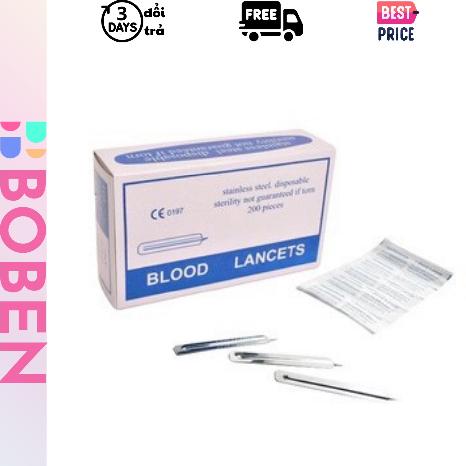 Kim chích máu chích mụn tiệt trùng hộp 200 chiếc  lancets