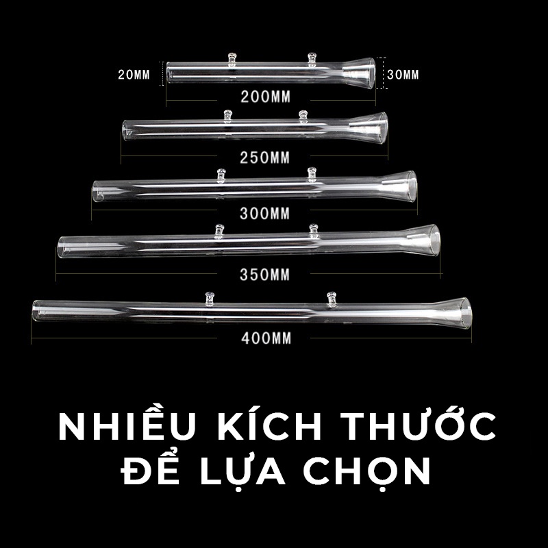 Bộ Chén và Ống Thủy Tinh Cho Tép Ăn Dài - Phụ Kiện Đút Thức Ăn Cho Tép Cảnh 20cm - 25cm - 30cm - 35cm - 40cm
