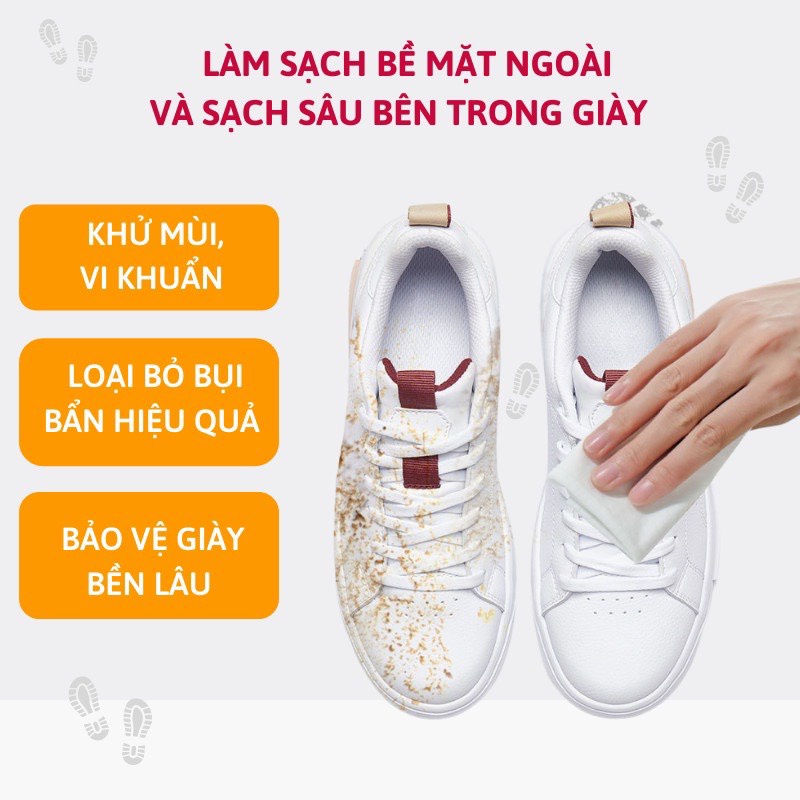 Khăn lau giầy siêu sạch, Giấy lau giầy trắng  - lau túi xách, nhanh khô, mùi dễ chịu 88352 Siêu Rẻ