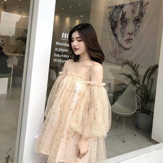 (ORDER) Váy trễ vai họa tiết ngôi sao