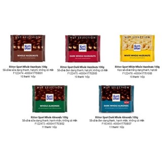 Socola Ritter Sport Nut 100gr (đủ vị)