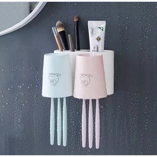 Kệ cắm chải để đồ nhà tắm đa năng kèm 2 cốc dính cường lực siêu chắc 1701